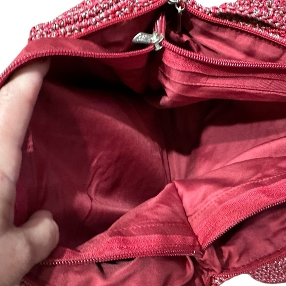 The Sak Multi-Colored Red Green Blue Stripe Hand Crocheted Hobo Shoulder Bag - Picture 6 of 10